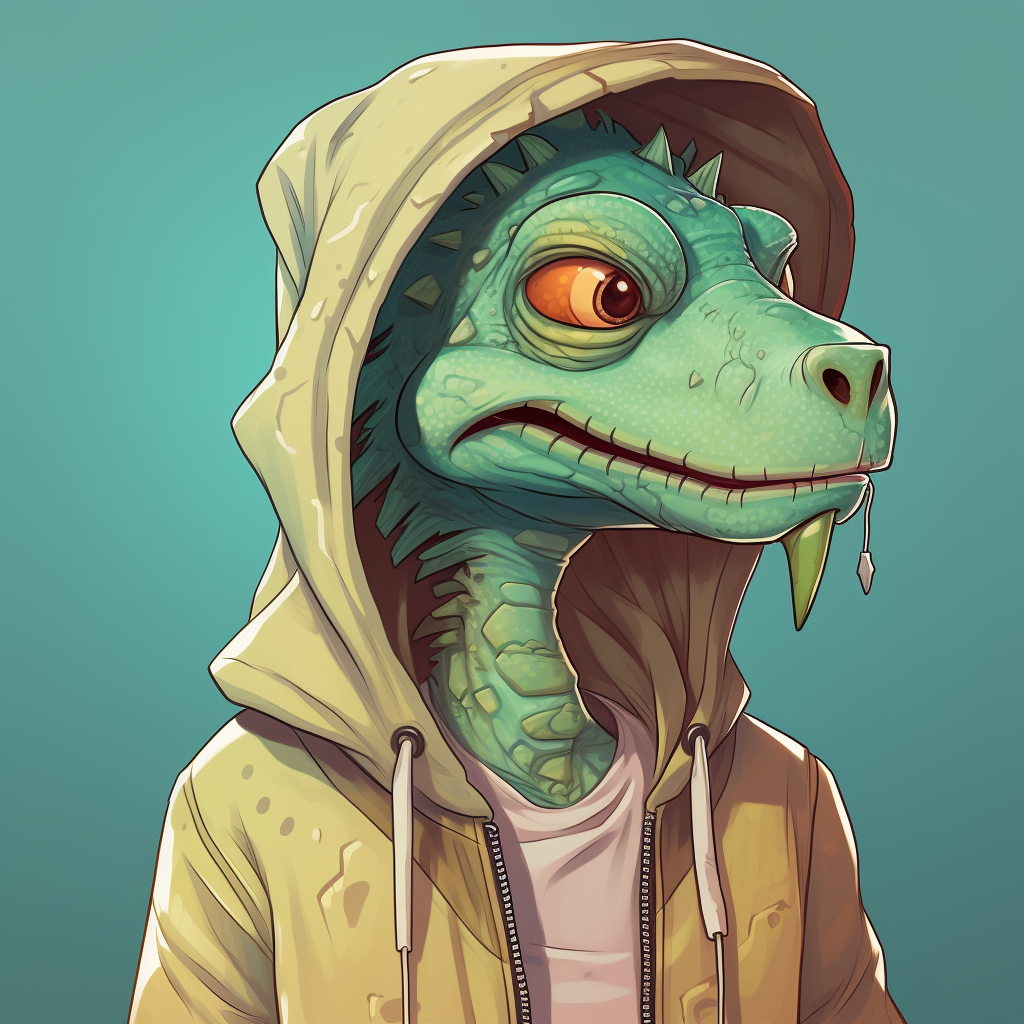 Lizard Character Wearing Hoodie Illustration