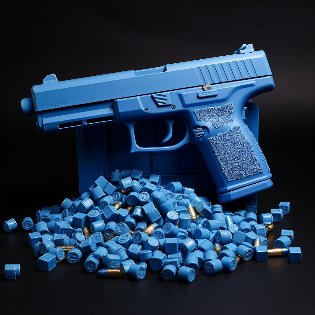 Loading the Barrel of a Toy Gun with Blue Color Pills - MidJourney Prompt