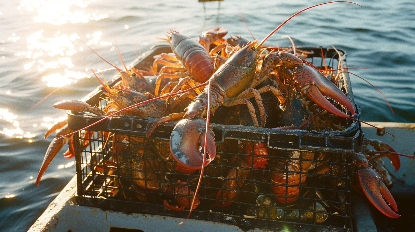 Lobster Trap with Overflowing Lobsters