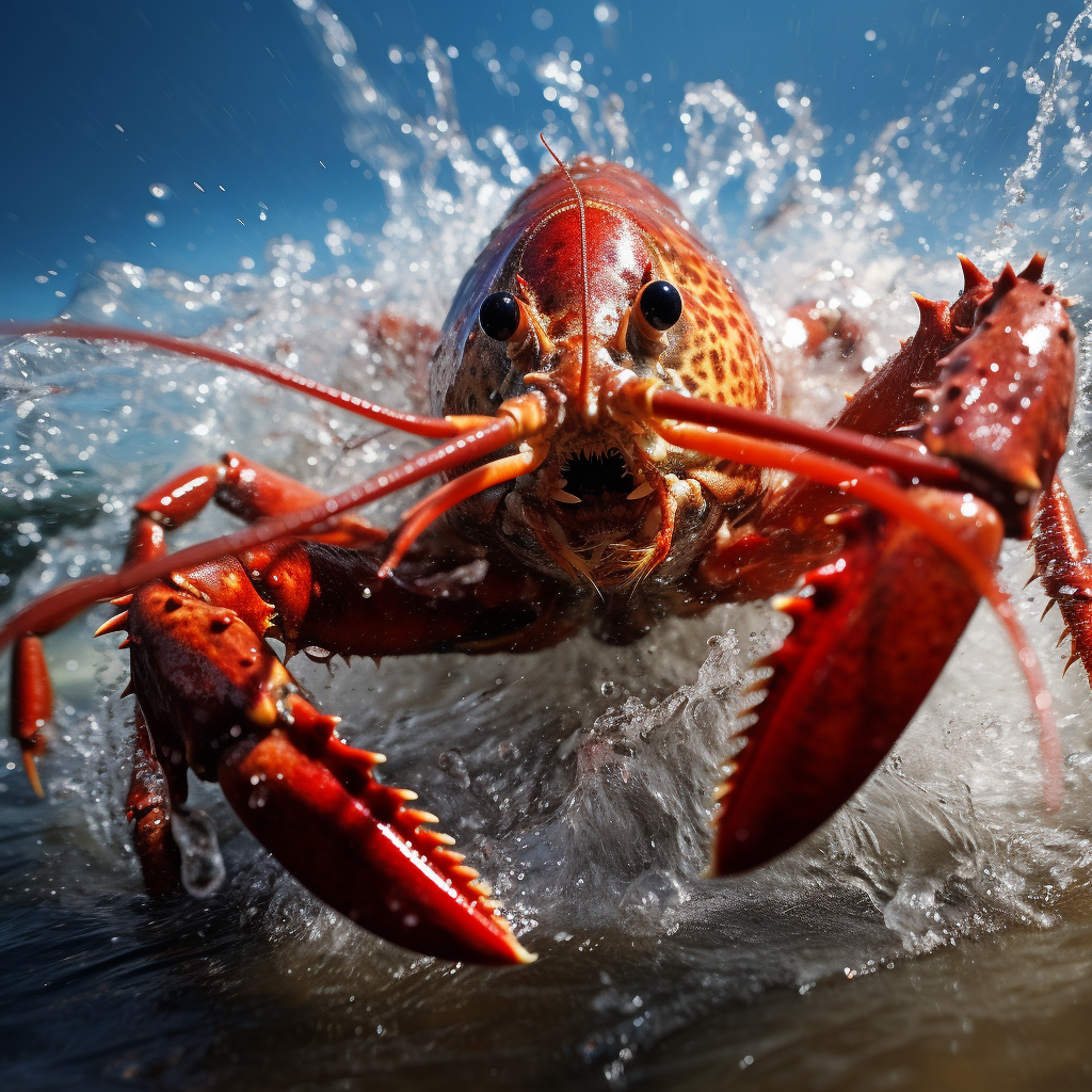 Lobster performing a belly flop underwater