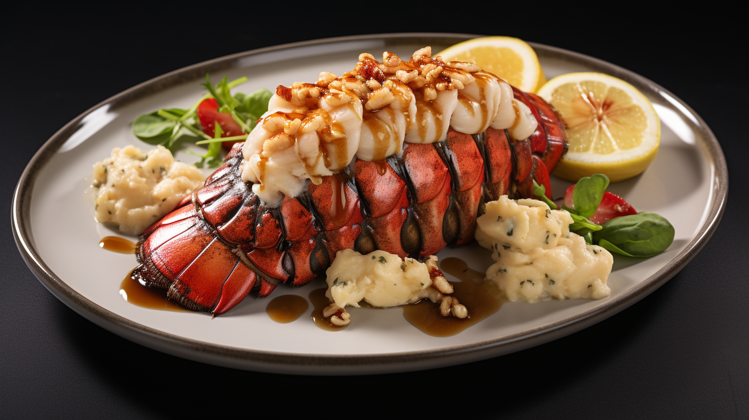 Gourmet lobster tail with brown butter, hazelnuts, and potatoes