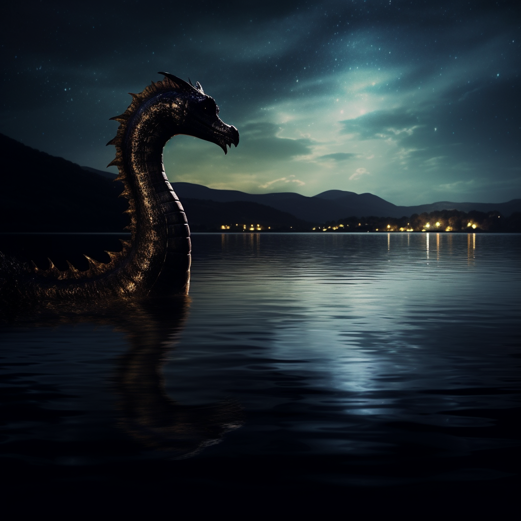 Mysterious Loch Ness Monster at Night