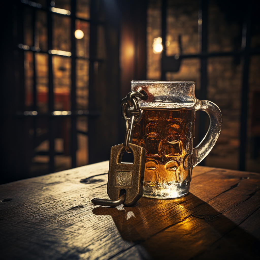 Locked beer glass with padlock