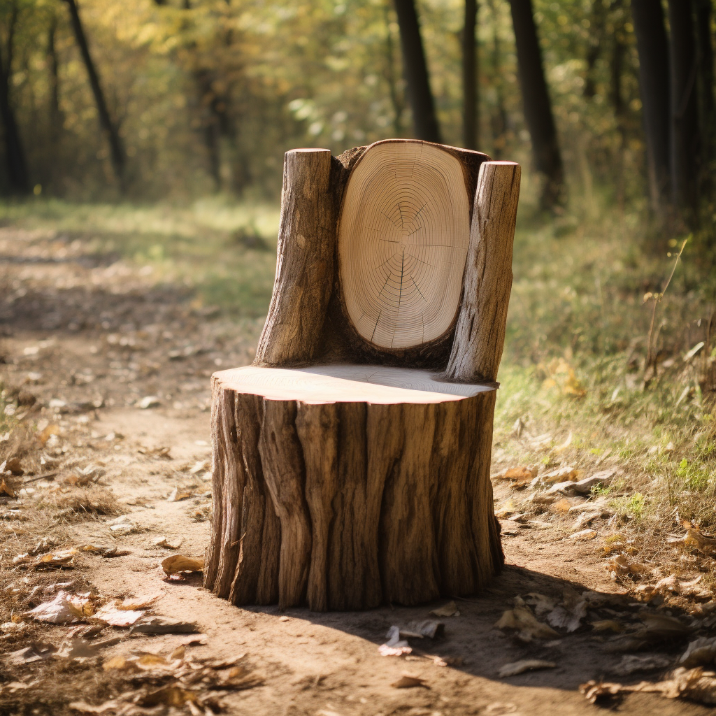 Rustic log chair for reading