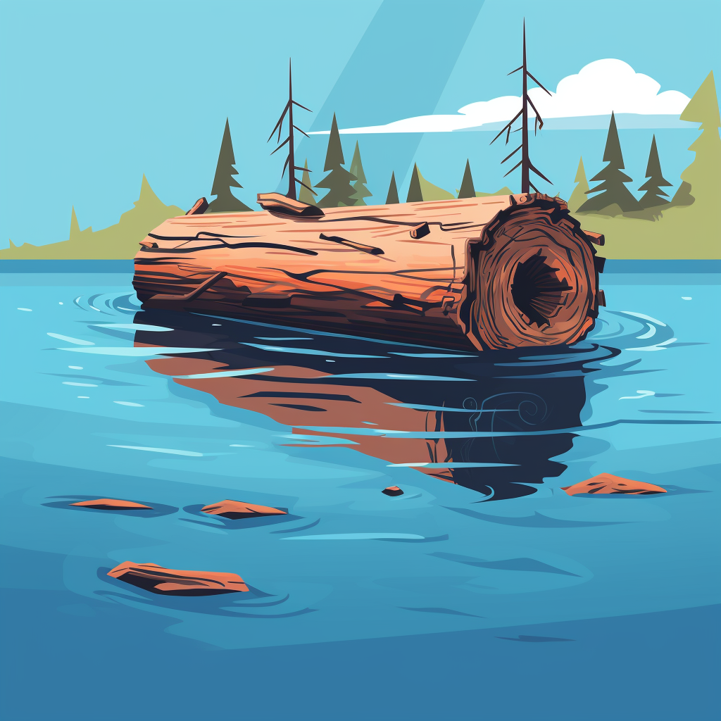 Log Floating in Water Illustration