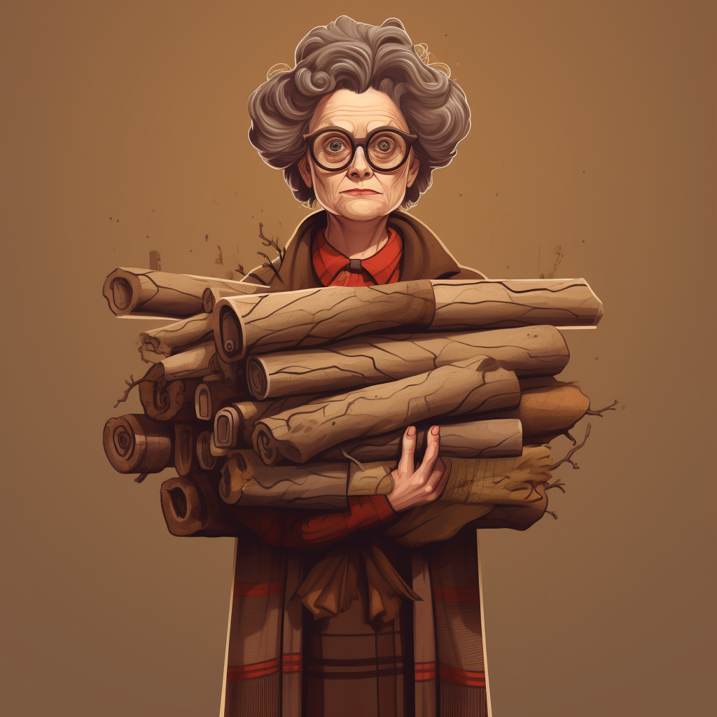 Image of Log Lady Carrying Log