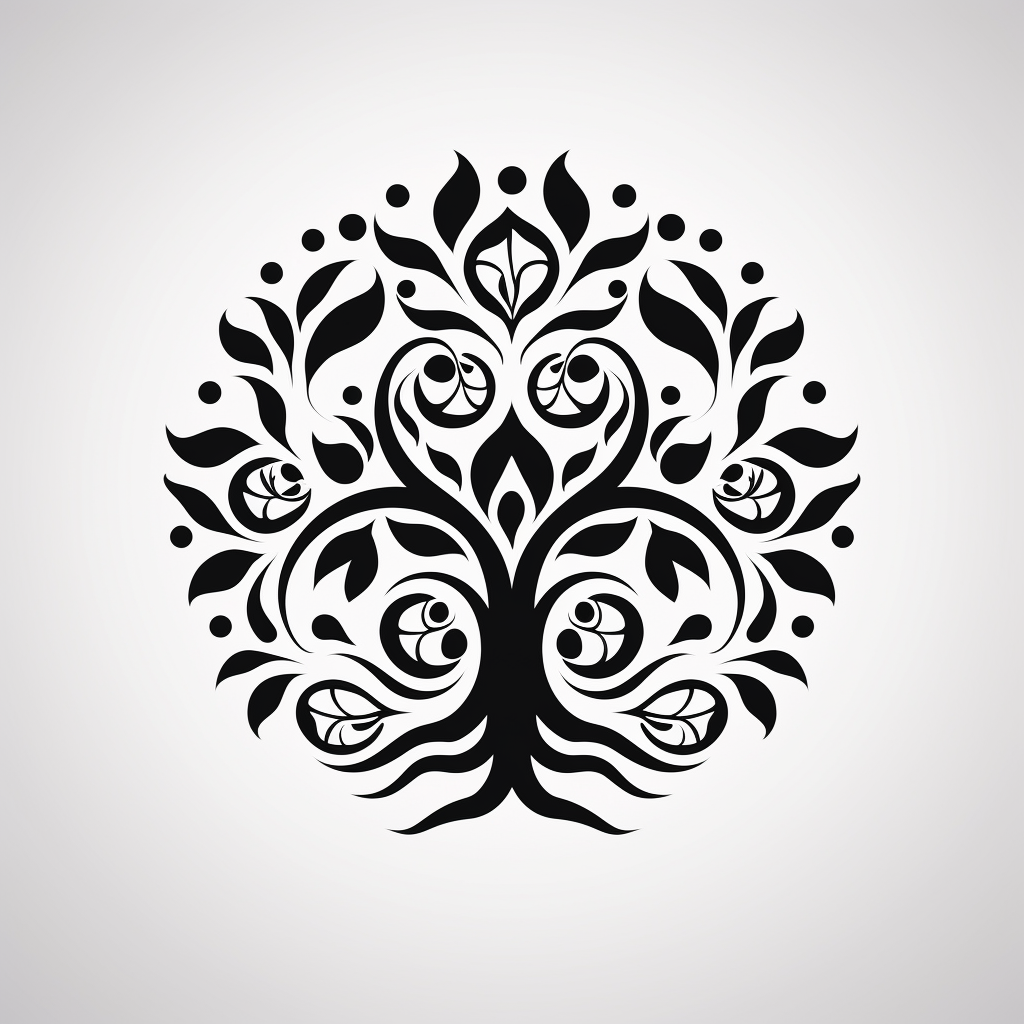 Black and white mandala tree logo