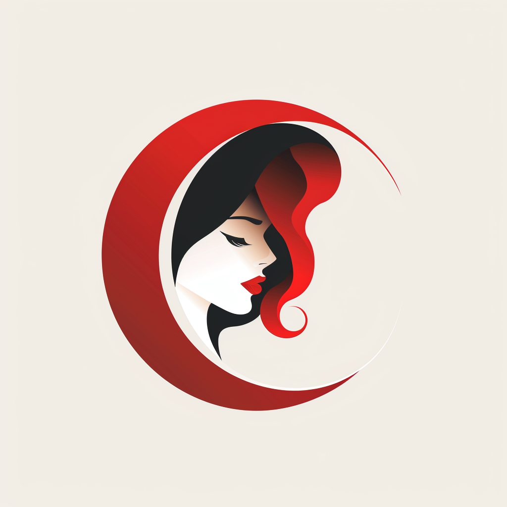 Stylized female logo design on white background