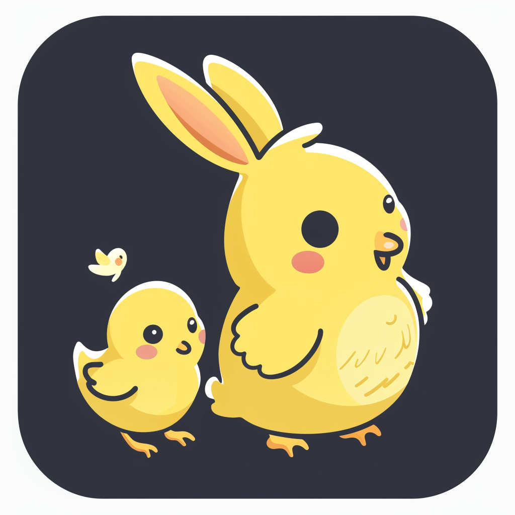 Cute modern logo with female rabbit and boy chick