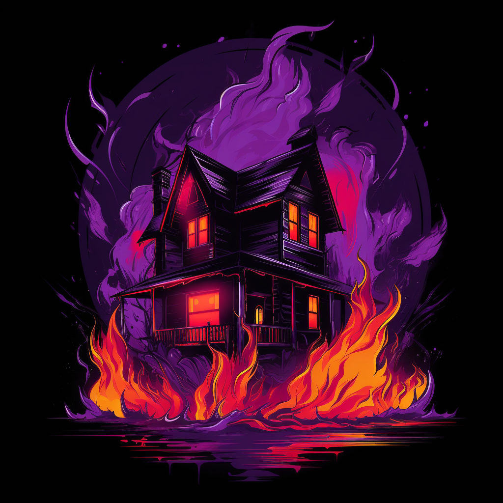 Logo house with cyberpunk fire colors