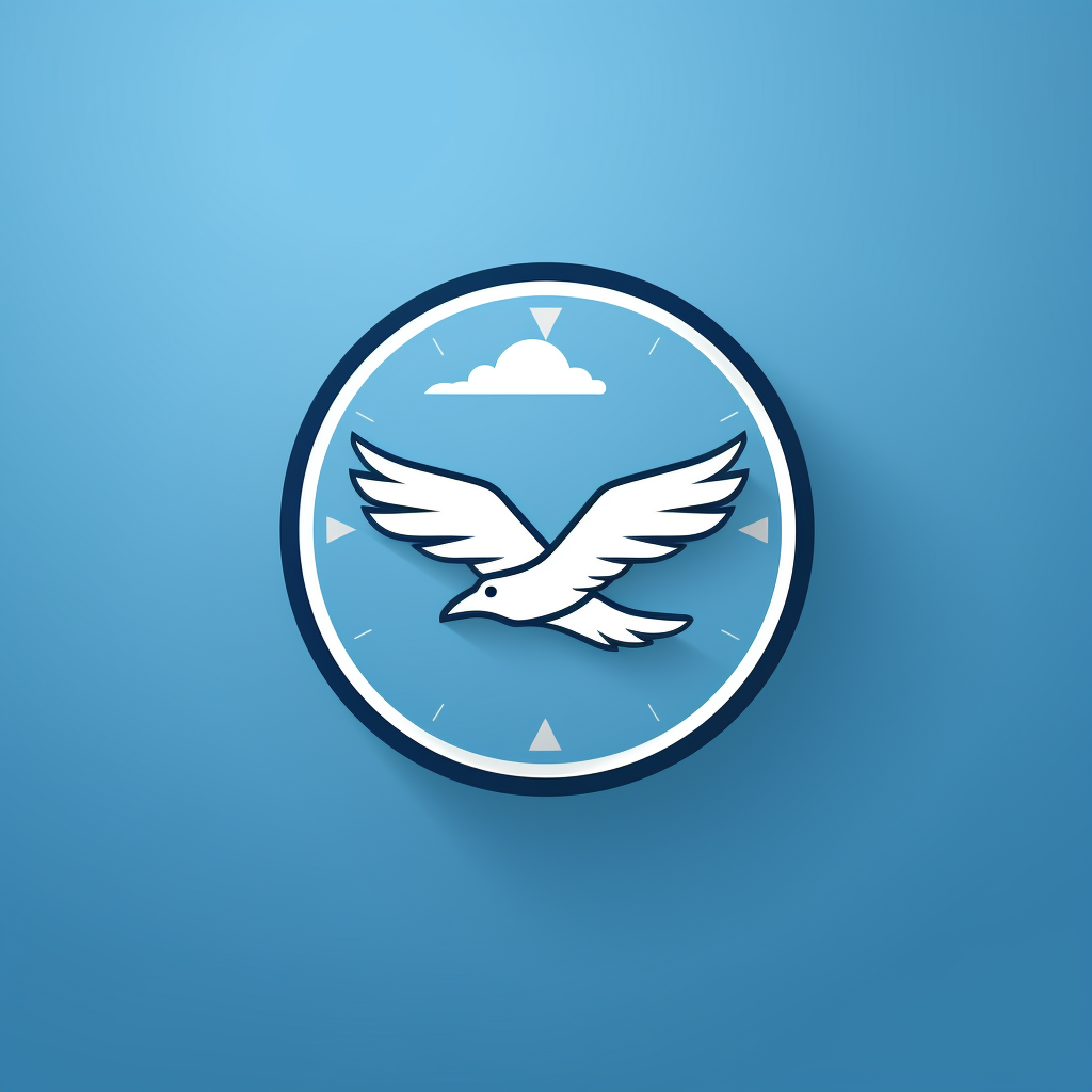 Simple logo design with clock and soaring eagle