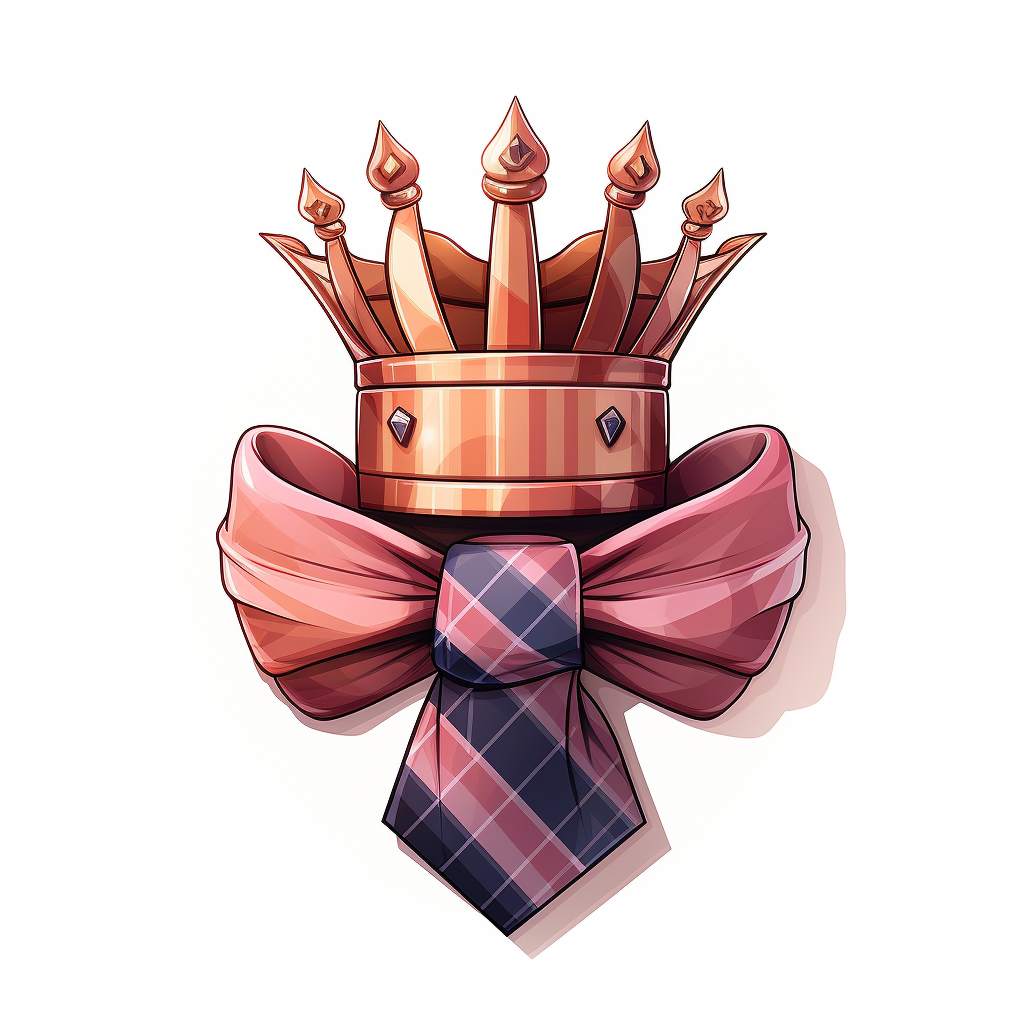 Crown and necktie logo in violet-pink