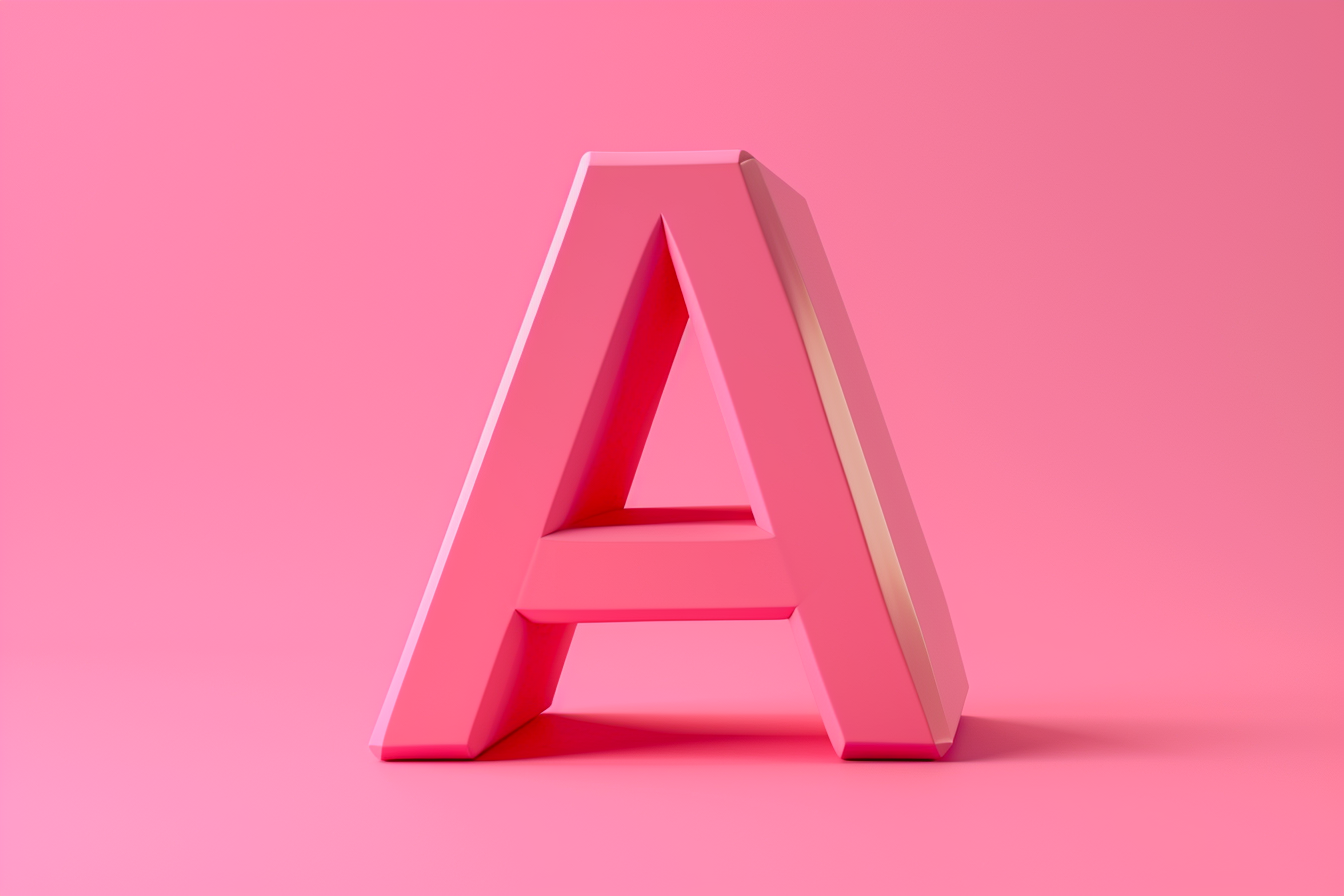 3D digital logo letter A emoji material