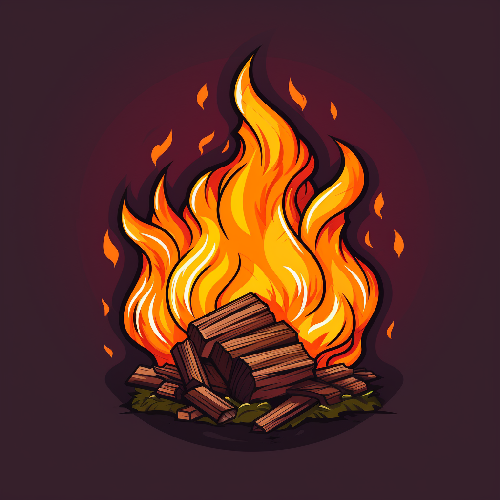 Cartoon logo on fire theme