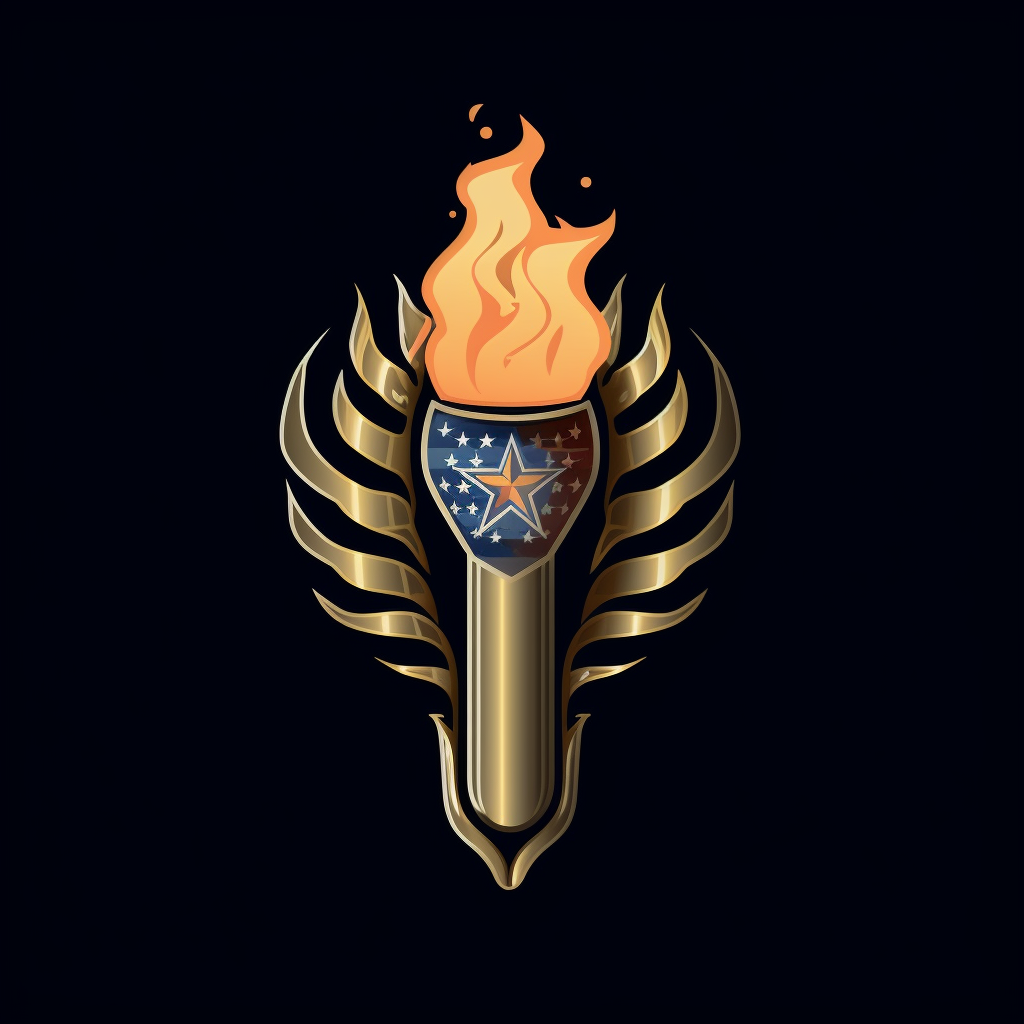 Logo with torch and United States flag