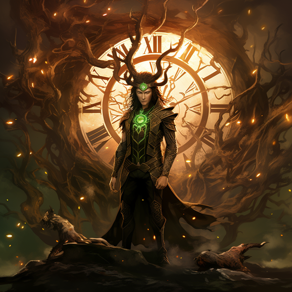 Loki standing at the end of time surrounded by the World Tree