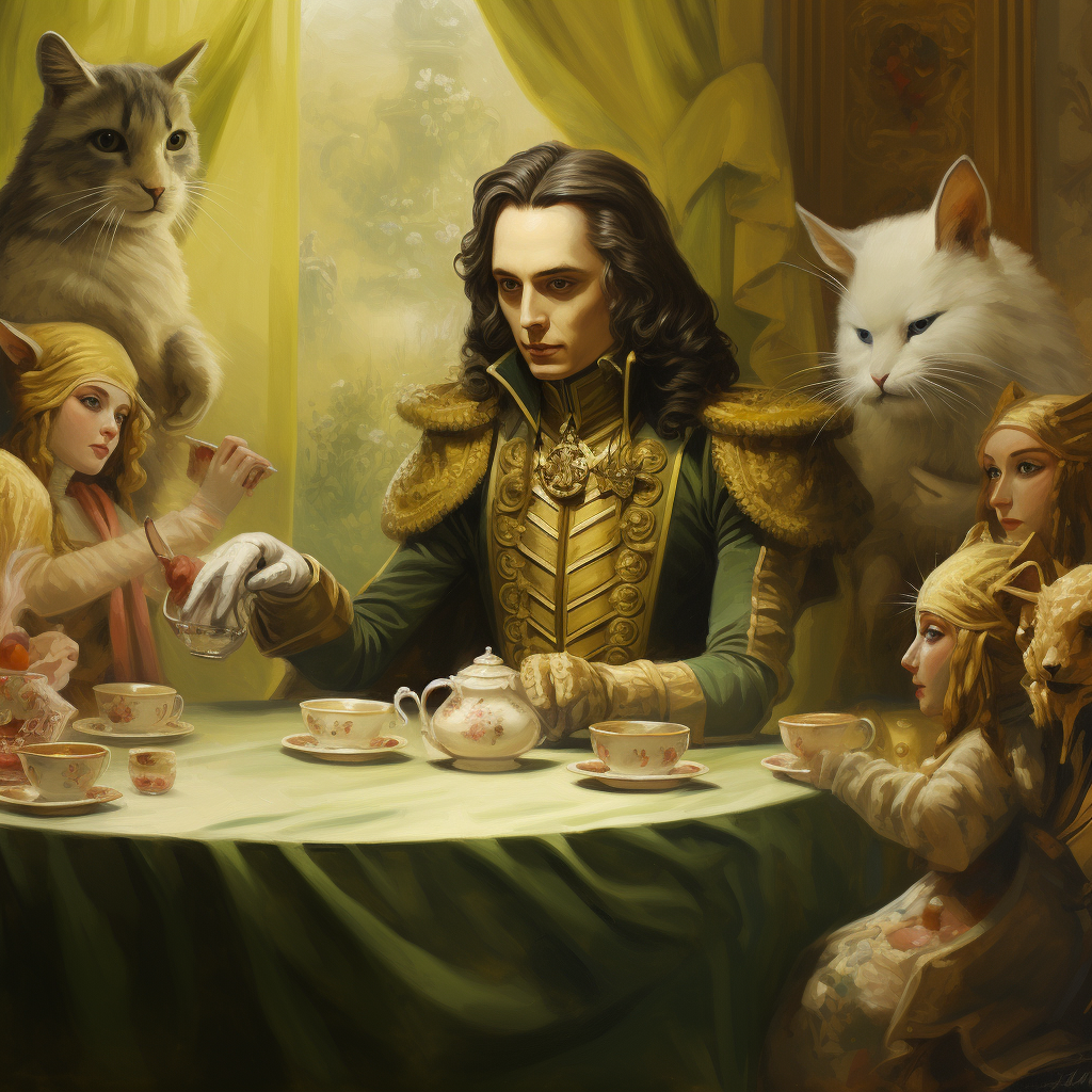 Loki enjoying a tea party