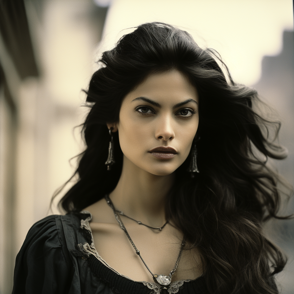 Vintage photo of a stylish Londoner with dark hair and rings