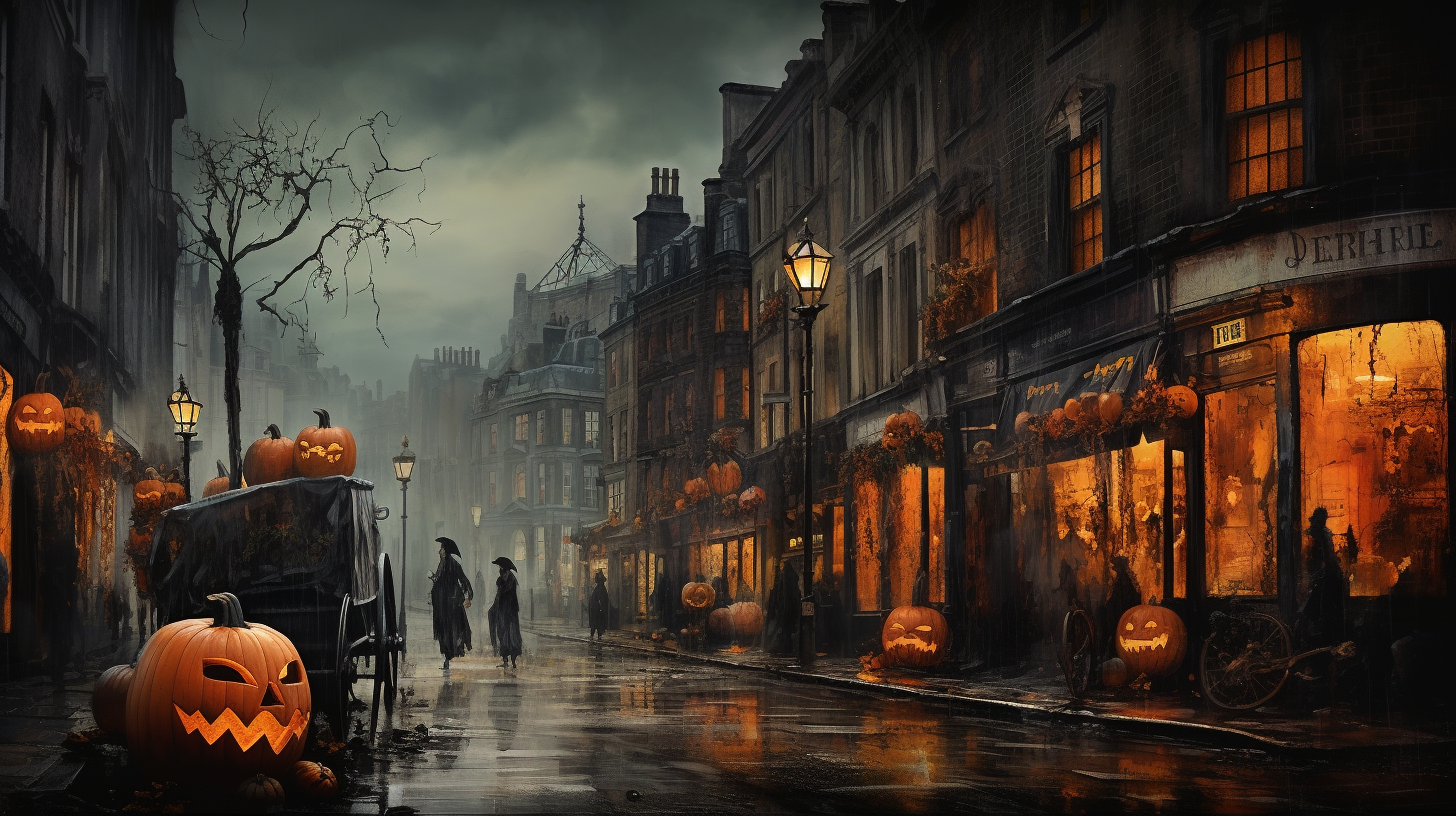 Oil-painted London streets with Halloween sweet potato