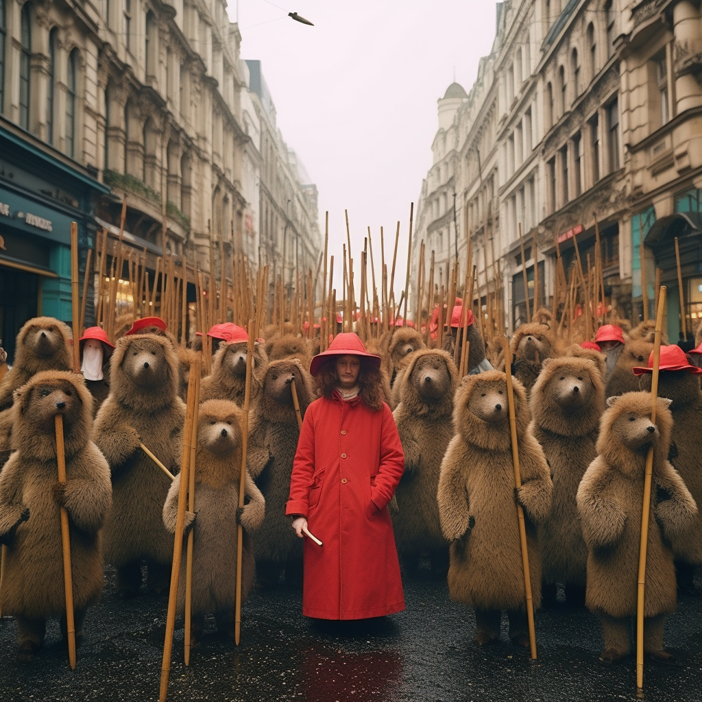 Beavers in Deerstalker Caps Roaming London Streets