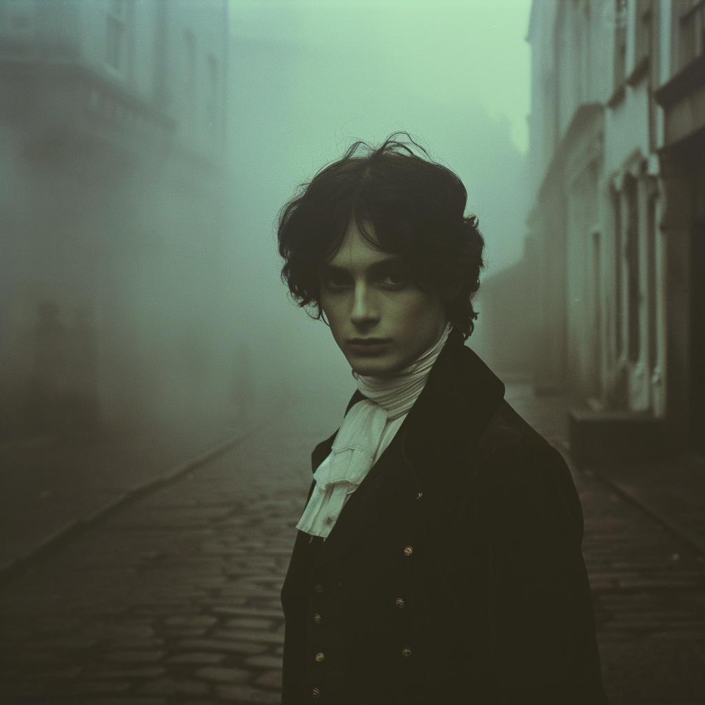 Dark-haired vampire in London streets