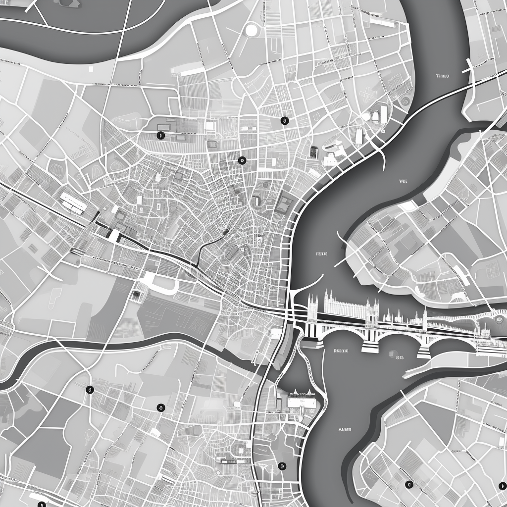 Close-up Grey Map of London