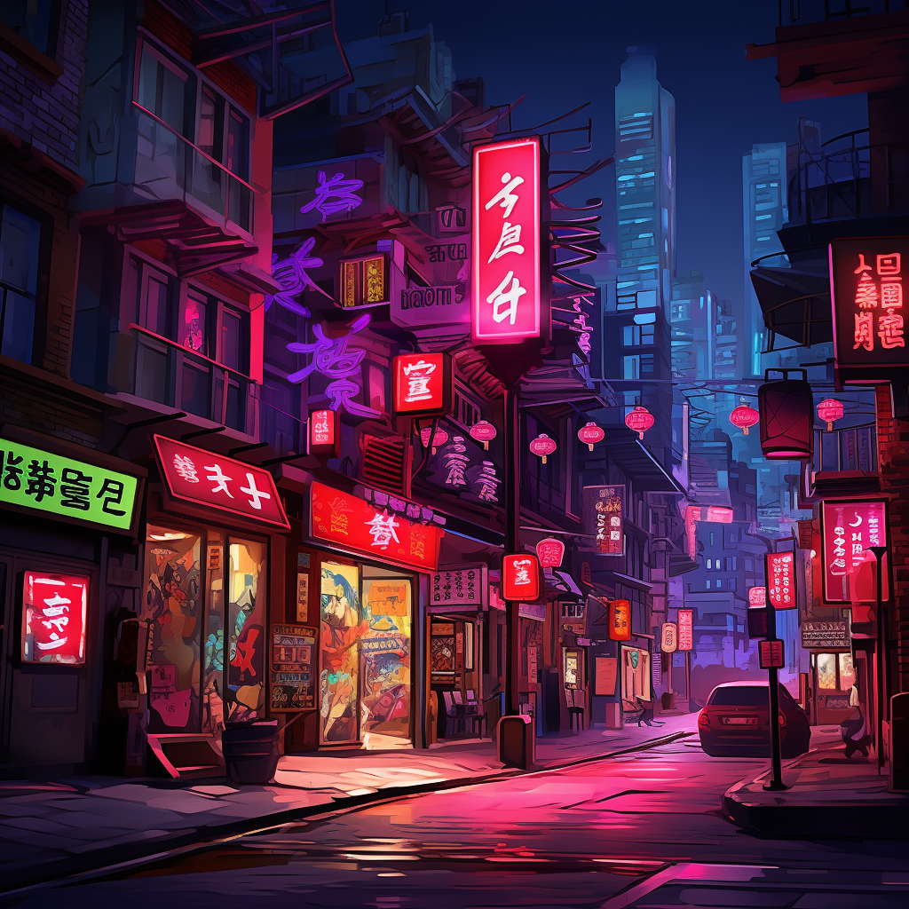 London City in Neon Chinese Theme