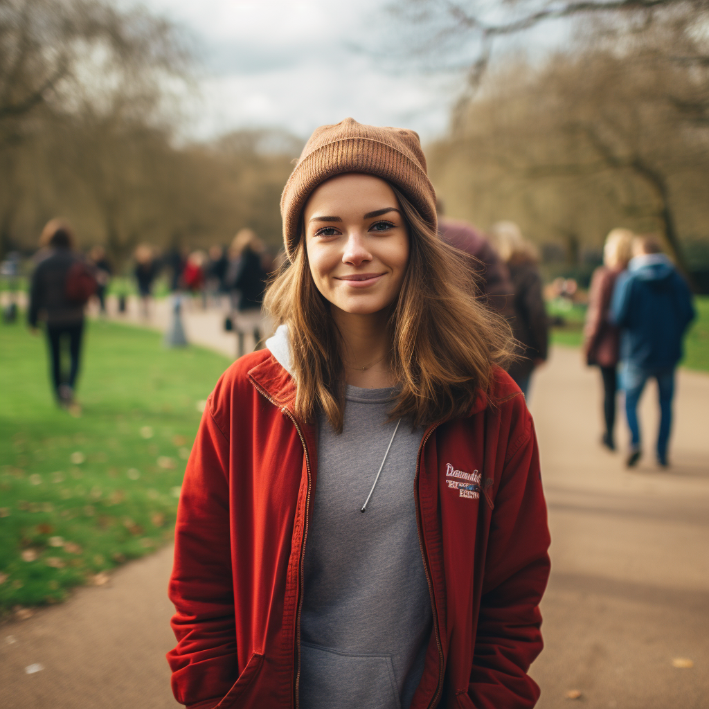 Unpretentious person walking in London park