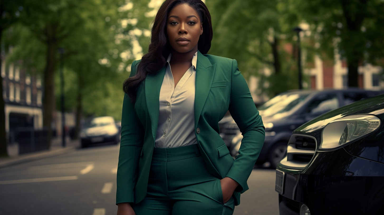 Plus Size Model in Elegant Business Fashion