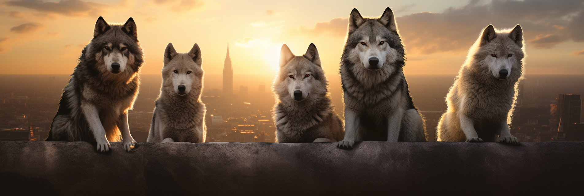 Photo Realistic Wolves in London Skyline