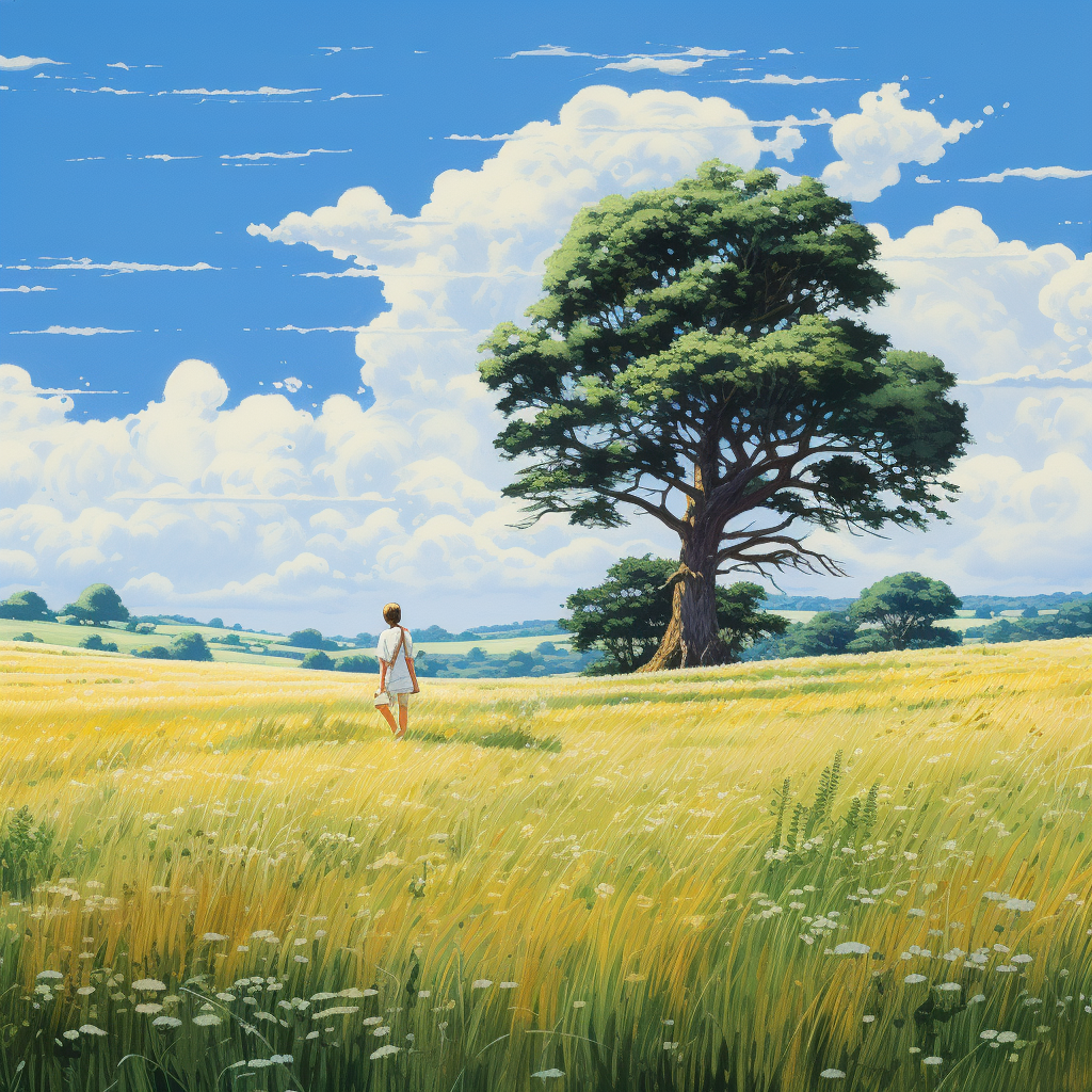 Man standing alone in grassy field