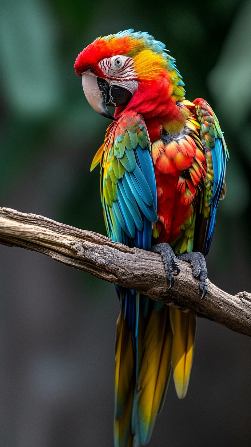 Vibrant parrot perched on branch