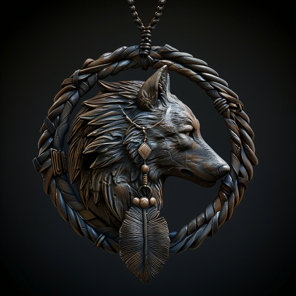 Mystical Lone Wolf Amulet Stone