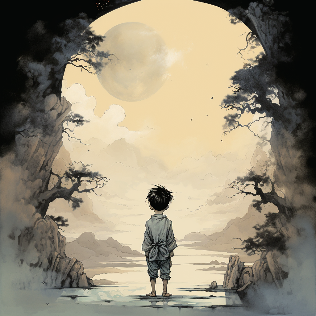 Lonely Chinese Boy Illustration Book Cover