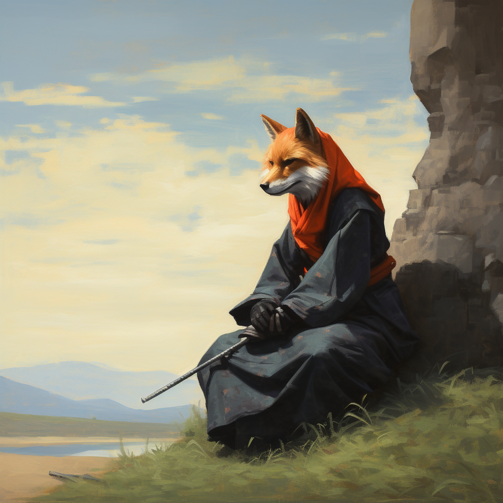 Lonley Ninja and Fox Painting