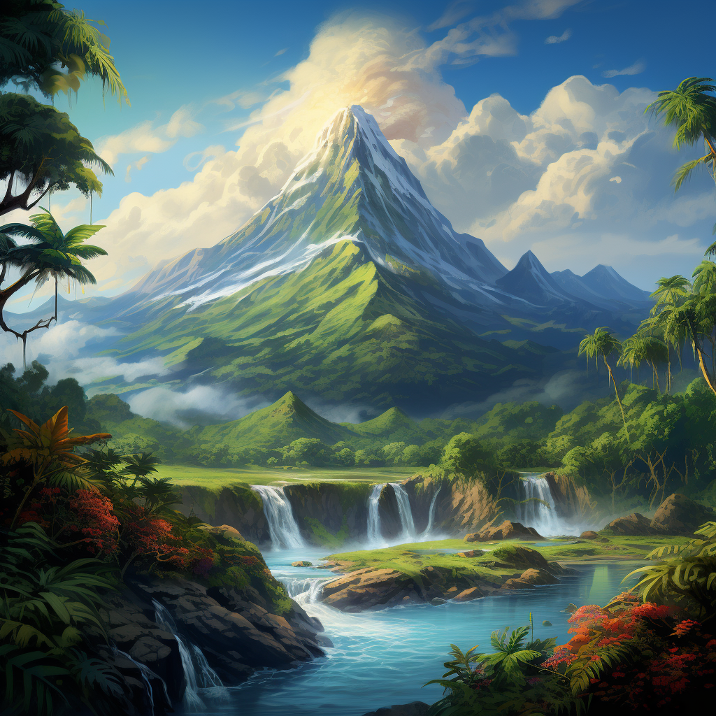 Scenic Lonely Tropical Mountain Art