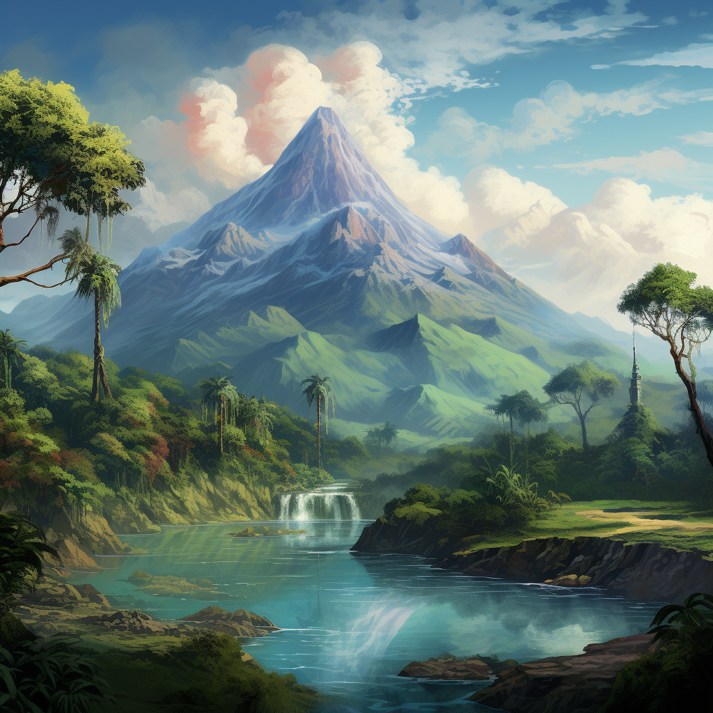 Beautiful Lonely Mountain in Tropical Landscape