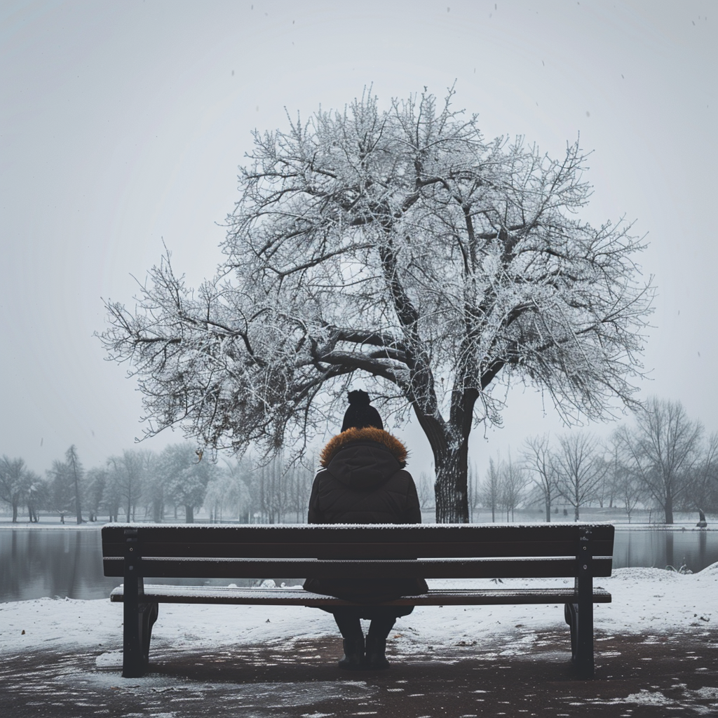 Lonely person not feeling alone in cold