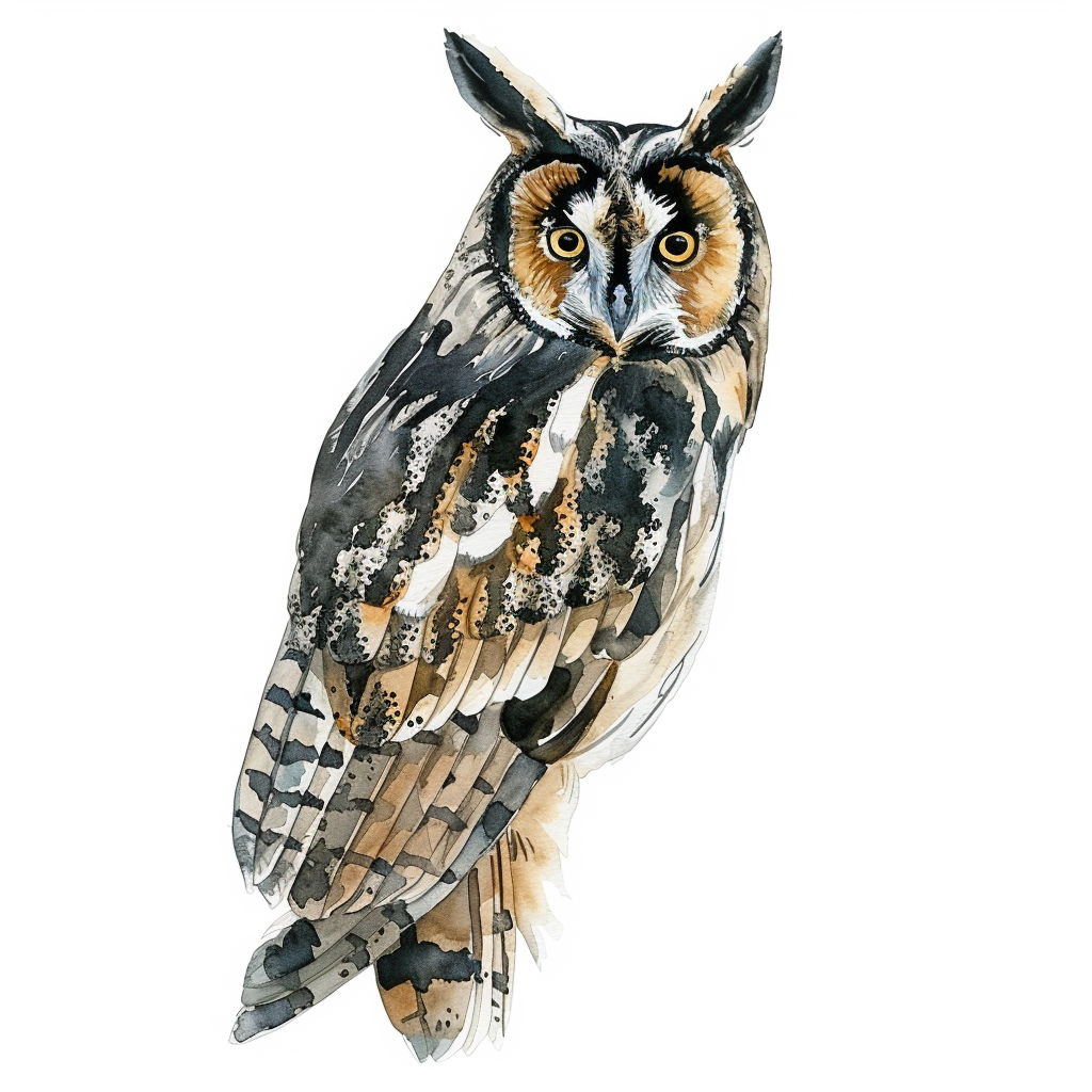 Minimalist long-eared owl illustration