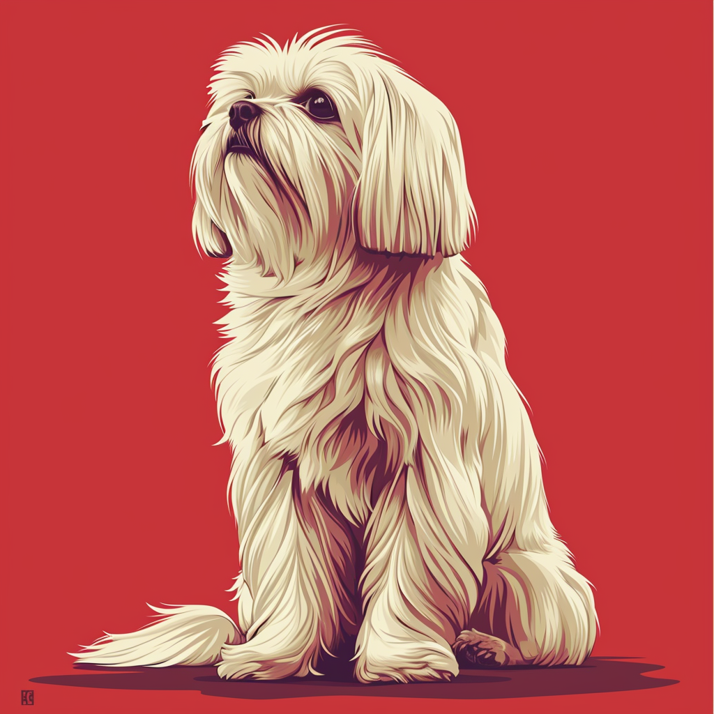 Maltese dog sitting regally on solid background