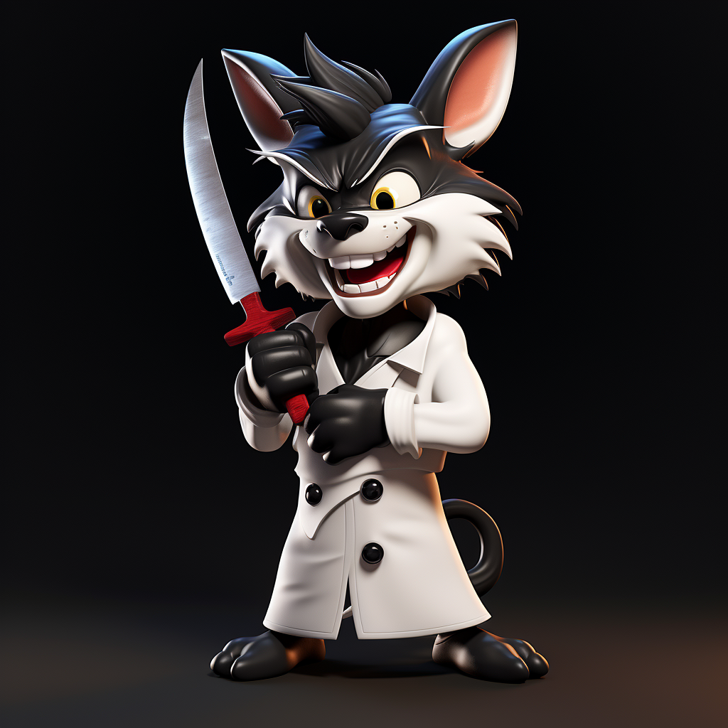 Tasmanian Devil in Chef Coat with Knives