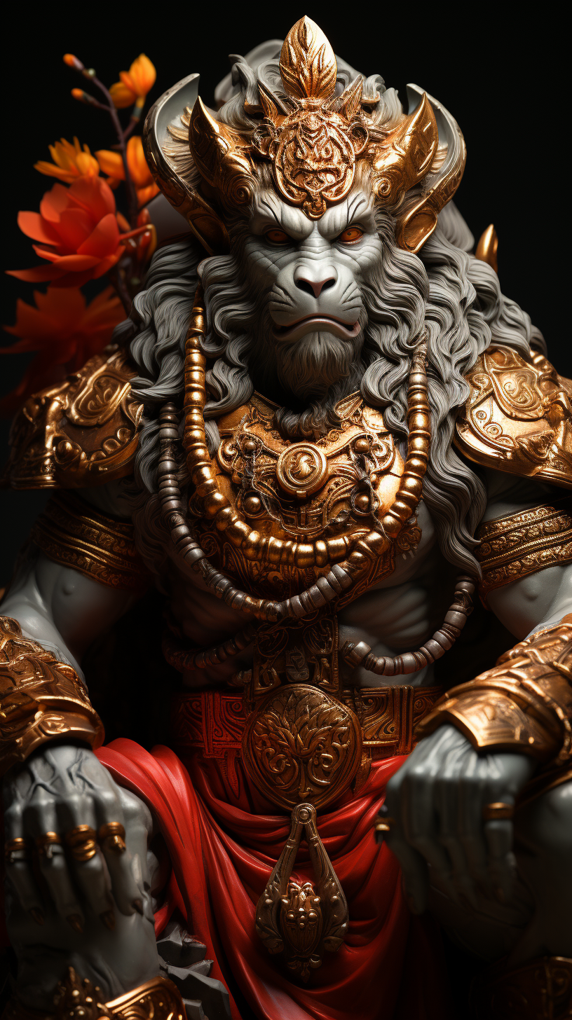 Lord Hanuman in cinematic studio lighting