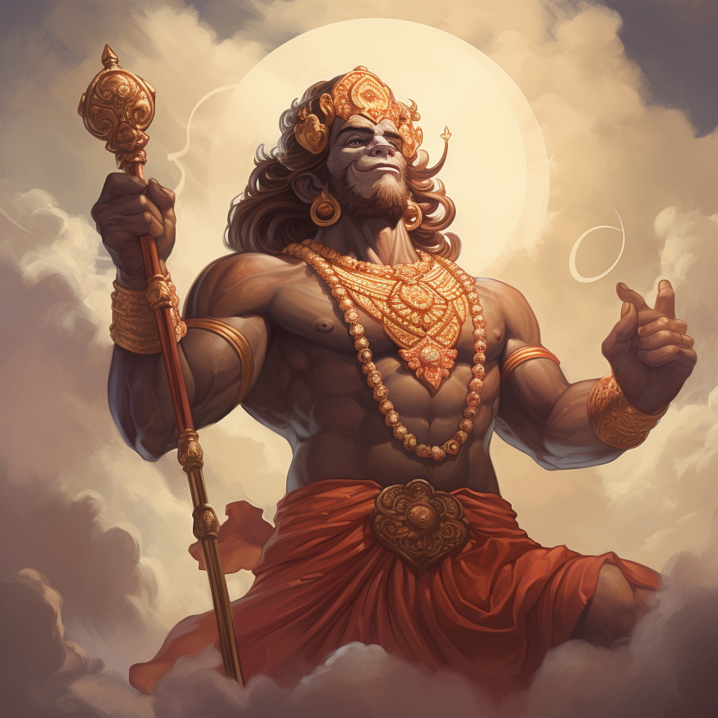 Lord Hanuman Hindu God Muscular with Mace