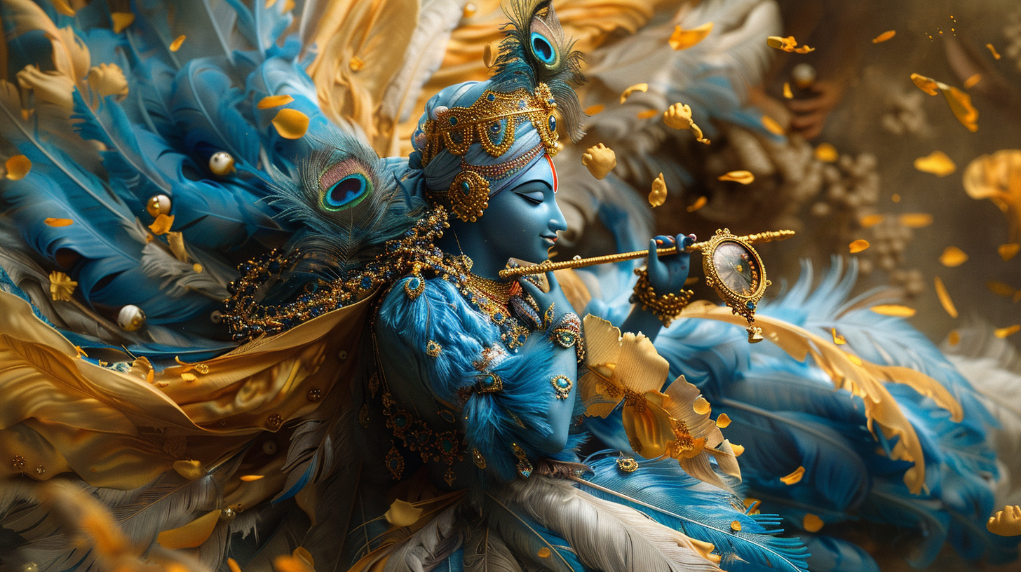 Hyper-realistic Lord Krishna time clock