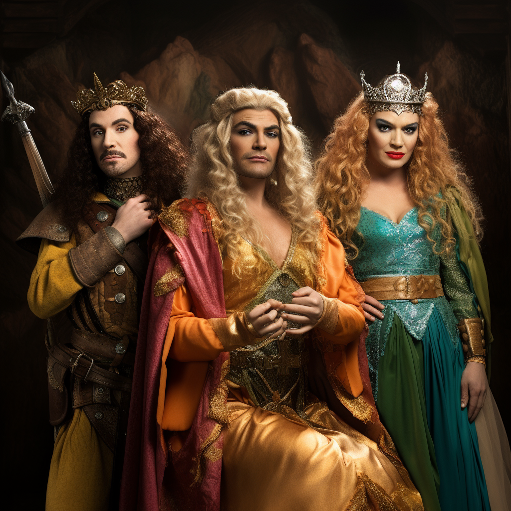 Colorful drag queens portraying Lord of the Rings characters