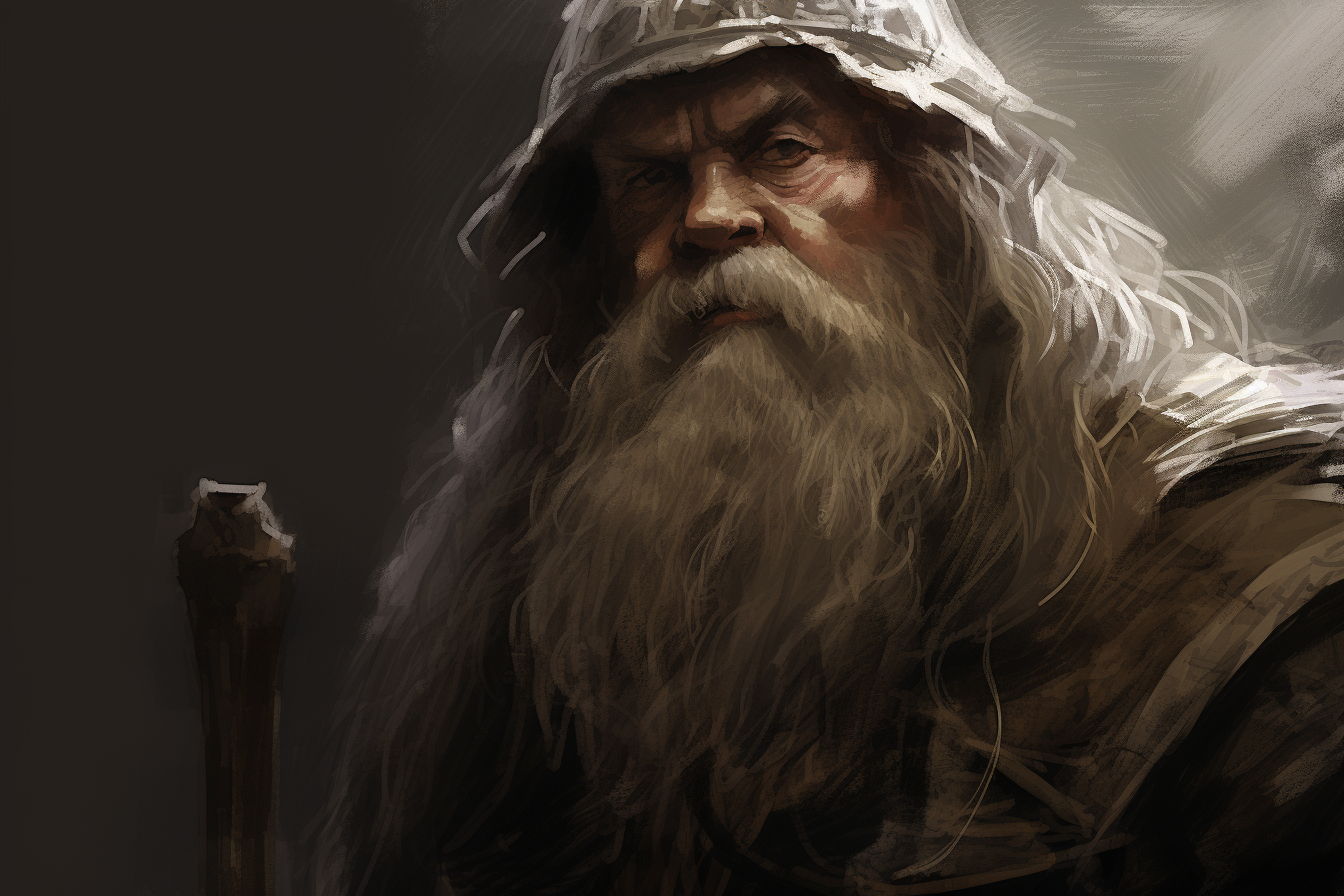 A value study sketch of a Lord of the Rings dwarf warrior