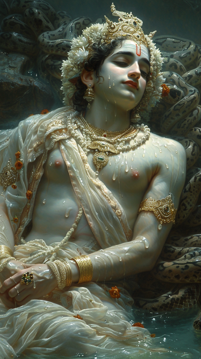 Vishnu sleeping ocean snakes dreams