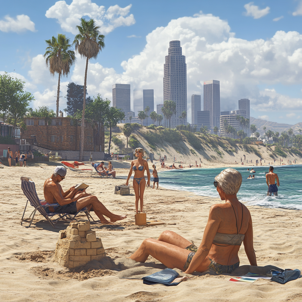 Los Angeles city beach view