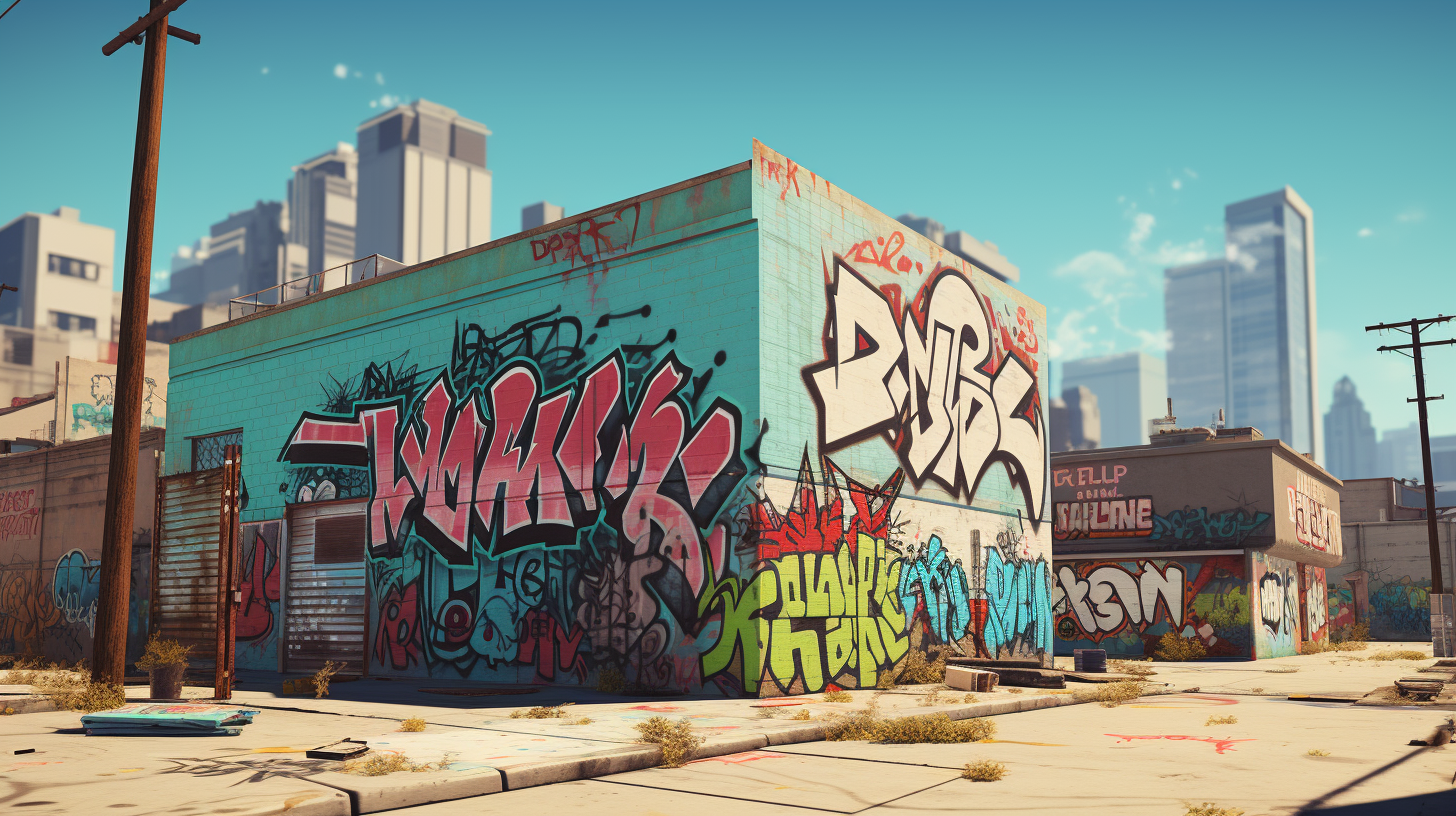 Los Angeles graffiti in ghetto flat design video game