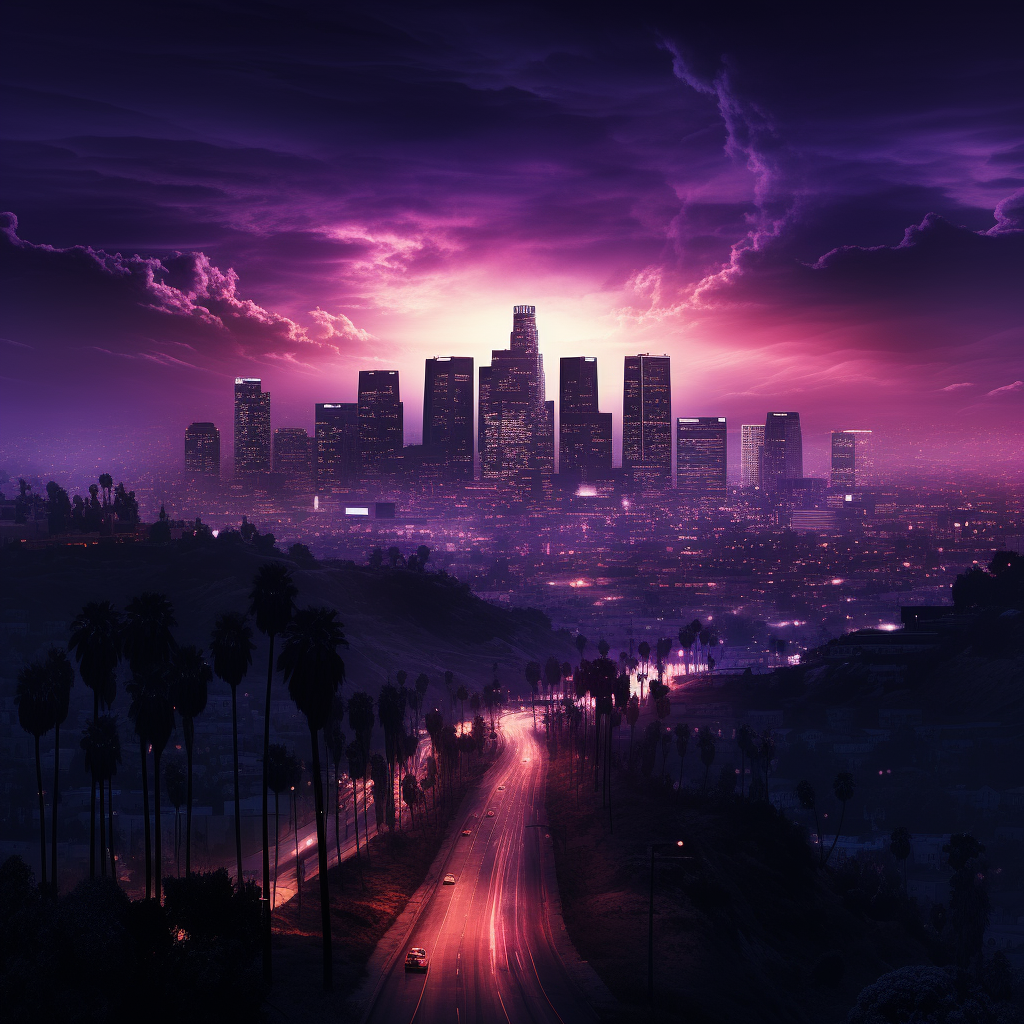 Ominous future Los Angeles skyline